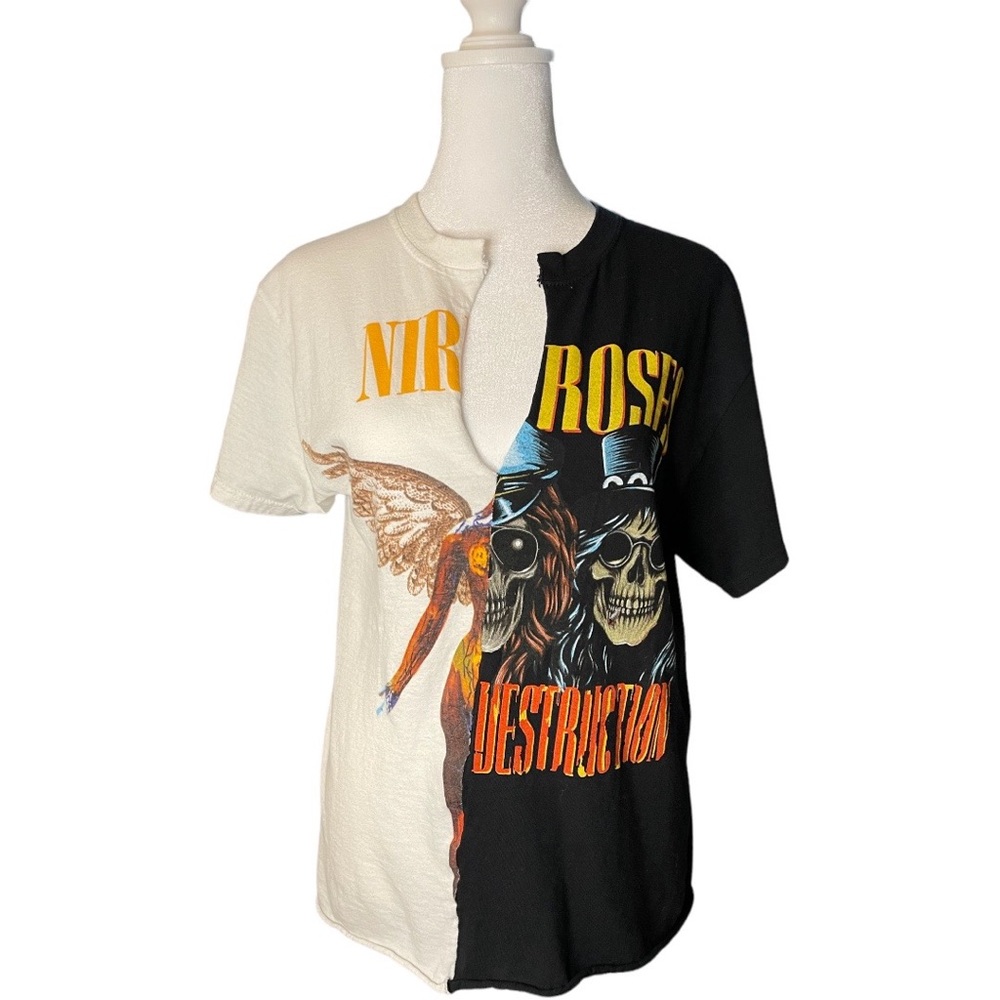 Black/ white Nirvana X Guns N’ Roses T-Shirt. Fits small/ medium